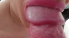 POV Close Up Blowjob. Spunk In Mouth.