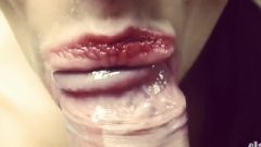 Penis Head Tease And Sperm On Lips Close Up