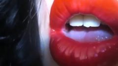 Red Lips Closeup P.o.v Kiss