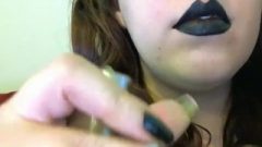 Goddess Chubby Goth Young Smoking In Chocolate Lipstick Close Up Chocolate Nails