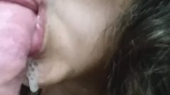 Close Up Sperm Dripping Down My Chin While I Suck Hubby’s Penis
