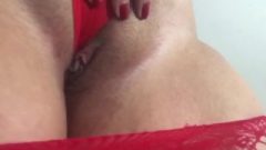 Carlycurvy Up Close Twat Play In All Red