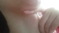 Girl’s Enormous Kissable Adams Apple Close Up Touching