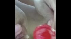 Milking On My Lollipop To Lubricate It To Fuck My Wet Cunt Raw Close Up