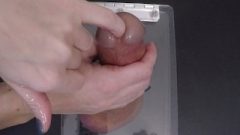 Close Up Urethral Sounding With Blocked Cum Shot Trying To Fit That Pinky In