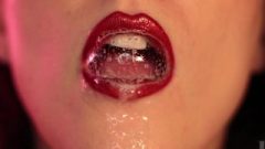 Red Lipstick Spit Tease // Sticky Saliva Close Up