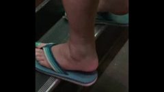 Lezbo Provoking Feet In Flip Flops Up Close