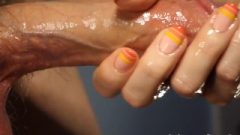 Sensuous Close Up Penis Milking With Long Nails