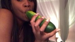 Food Sex – Sticky Blow Job – Sucking Cock Cucumbers – Spitting – Ebonylovers
