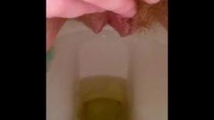 Close Up Hairy Twat Piss And Rub On Shower-room