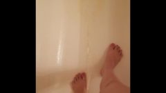 Short Whore Standing Piss In Shower