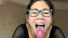 Slim Tiny Japanese Nubile Handy Blow Job Tonguejob Femdom Pot Twice Spunk