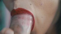 Whore With Red Lipstick Pumps Penis In Her Mouth