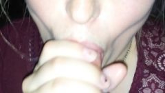Saliva Glazed Lips- Her Wet Pink Mouth Swallowing My Enormous Spunk Load Yummy Pov!