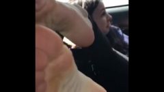 Perfect Nubile Flashes Off Feet & Soles In Car